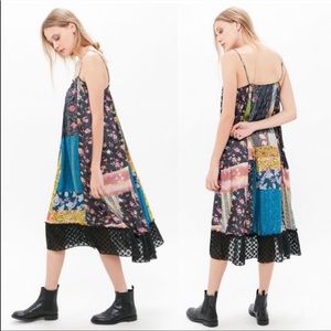 NWOT Urban Outfitters Kimchi Blue Mae Patchwork Midi Dress Bohemian M aso HALSEY